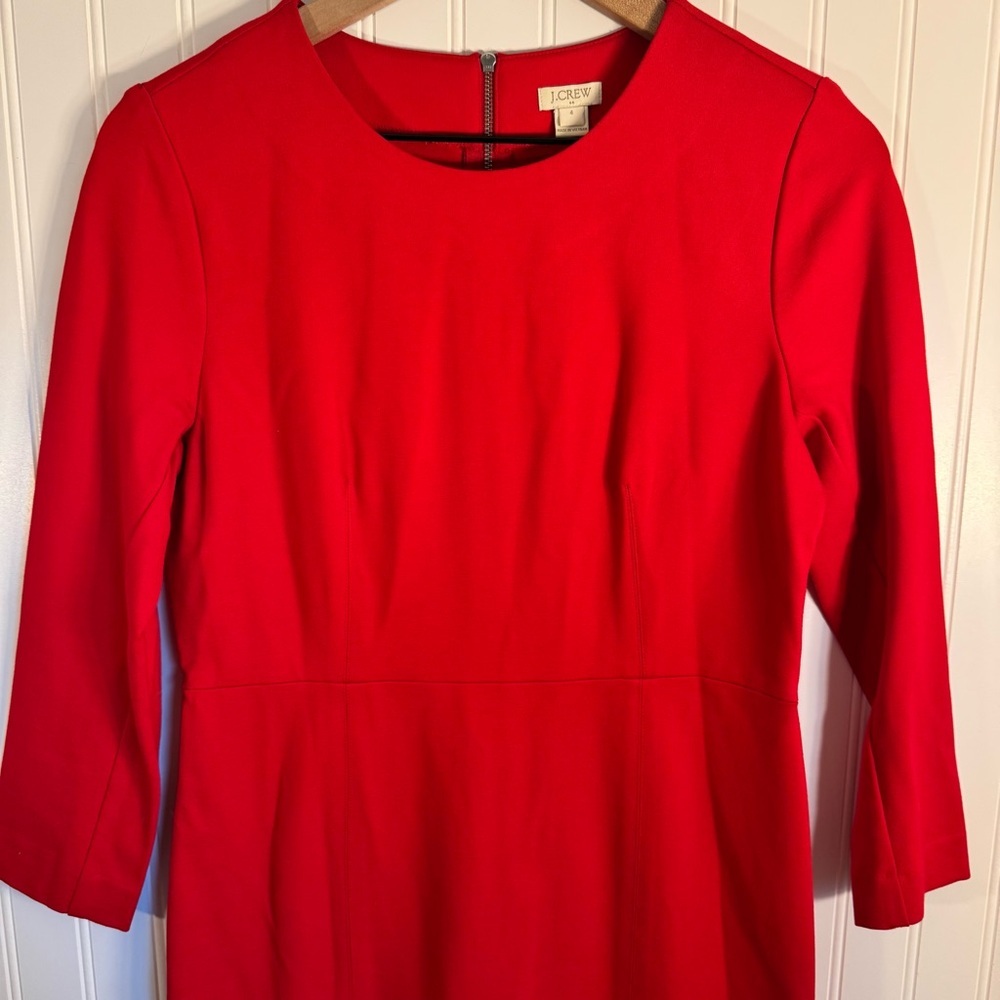 J. Crew Women’s Classic Red Sheath Dress 3/4 Sleeve Size 4 - Picture 2 of 10